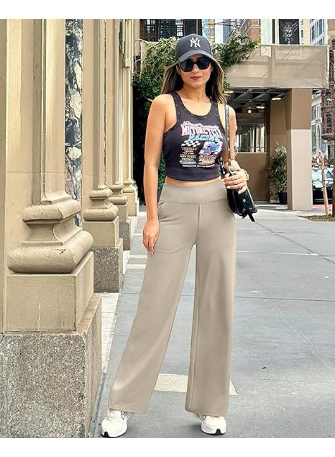 NIBEMINENT Yoga Pants Women Wide Leg Pants with Pockets High Waist Stretch Dress Casual Sweatpants Petite/Regular/Tall - Image 5