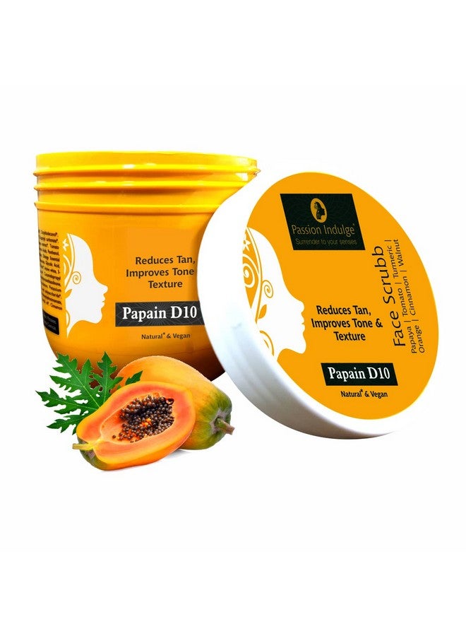 passion indulge Natural Papain D10 Face Scrub Reduces Tan Improves Tone & Texture Remove Dead Skin Cells Vegan All Skin Types (200 Gm) - Image 1