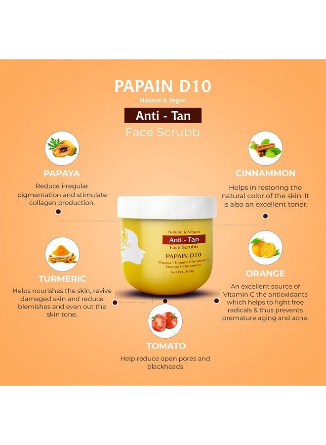 passion indulge Natural Papain D10 Face Scrub Reduces Tan Improves Tone & Texture Remove Dead Skin Cells Vegan All Skin Types (200 Gm) - Image 2