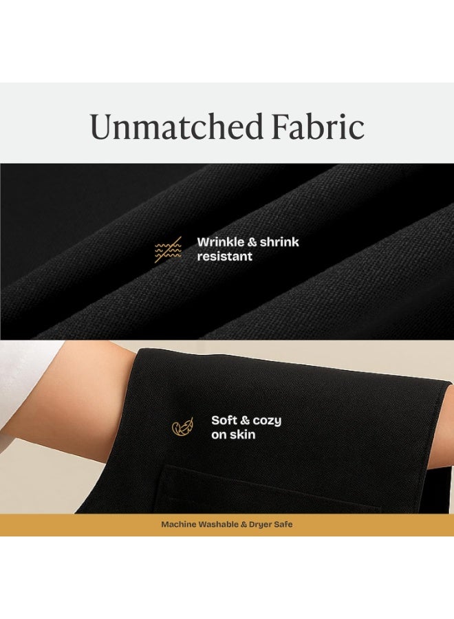 Chef Apron for Men and Women - 33" x 27" Large with 38" Waist Ties for a Comfy and Snug Fit, Durable and Lightweight, with 2 Spacious Pockets for Your Cooking Essentials - 1-Pack, Black - Image 3
