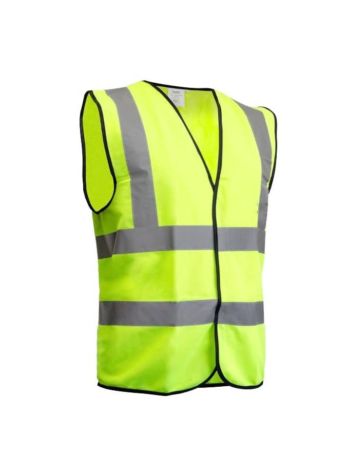 VINSTAR Reflective Safety Vest, High Visibility Breathable Day Night Warning Safety Jacket -100% Polyester Fluorescent Fabric With Piping and 360° Protection!, Velcro Closure ( L)  1 - Image 1