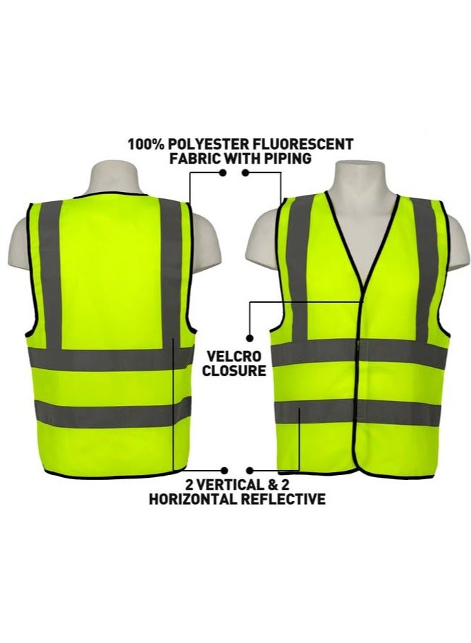 VINSTAR Reflective Safety Vest, High Visibility Breathable Day Night Warning Safety Jacket -100% Polyester Fluorescent Fabric With Piping and 360° Protection!, Velcro Closure ( L)  1 - Image 4