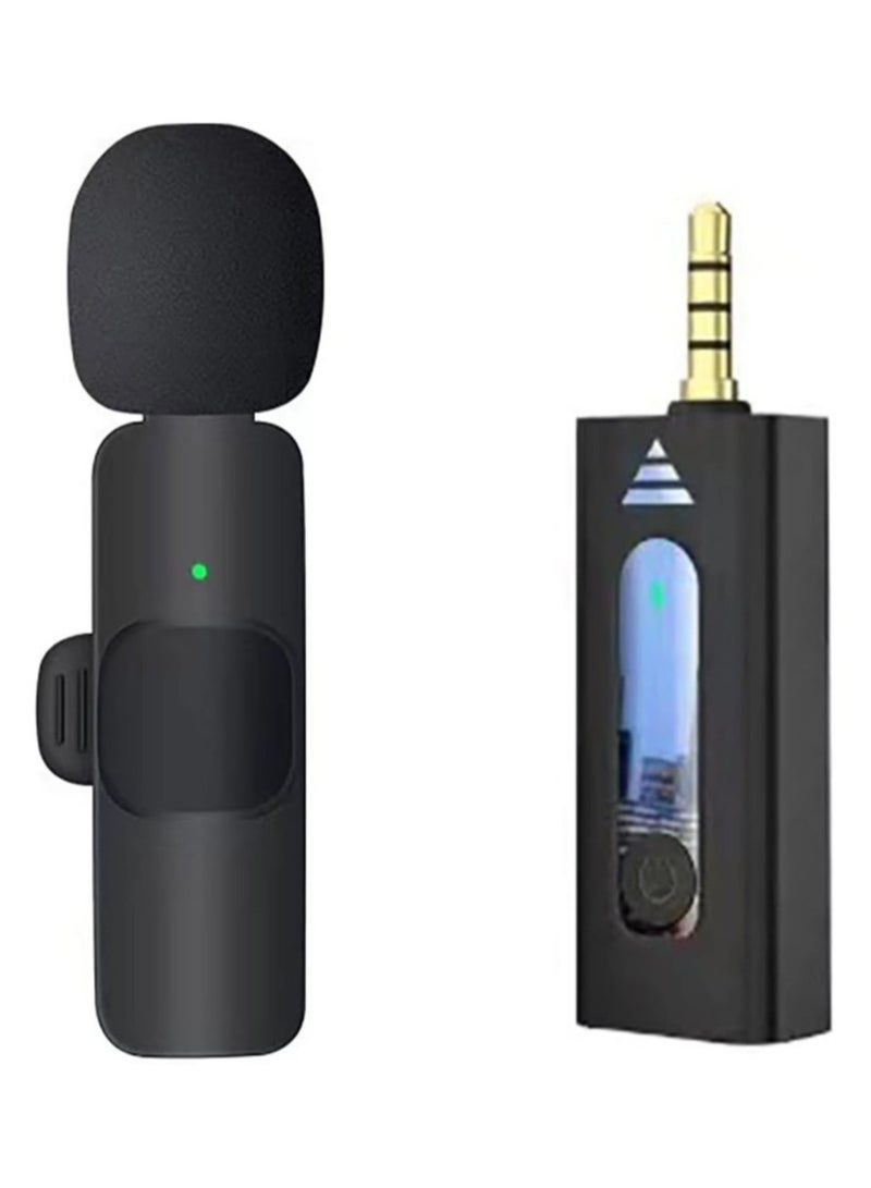 K35 Wireless Collar Microphone – Omnidirectional Lavalier Mic for Vlogging, Interviews, and Live Streaming, Plug-and-Play, Compatible with Bluetooth Speakers and DSLR Cameras (Black) - Image 1