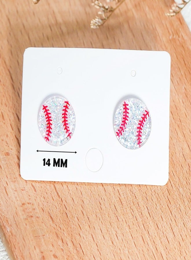 Nanafast Acrylic Sports Earrings for Women Small Glitter Soccer/Basketball/Baseball/Softball/Volleyball/Football Stud Earrings for Game Day Outfits Sport Lover Gifts-Baseball - Image 5