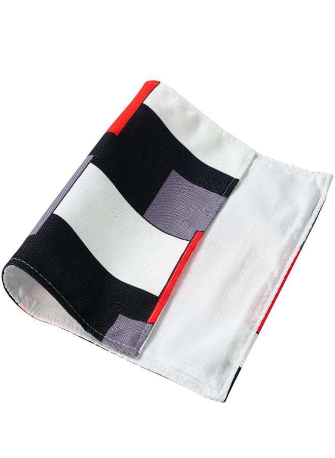 AILUER Red Grey Black White Placemats Set of 4,Geometric Square Table Place Mats Waterproof Burlap Washable Dining Placemats for Home Kitchen Decorations (Red Grey Black White, 12" Wx18 L) - Image 3