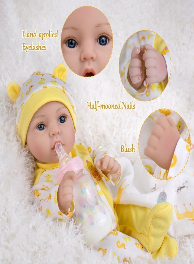 Aori Realistic Reborn Baby Dolls - 18 Inch Lifelike Newborn Girl Doll with Yellow Outfit & Feeding Set, Gift for Girls Kids Toddlers - Image 5