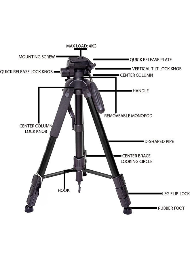 Jmary Professional Aluminium Tripod Monopod for All DSLR Cameras Lightweight Tripod Stand 360 degree 3 way Head Travel Phone Stand Aluminum (KP-2264) - Image 5