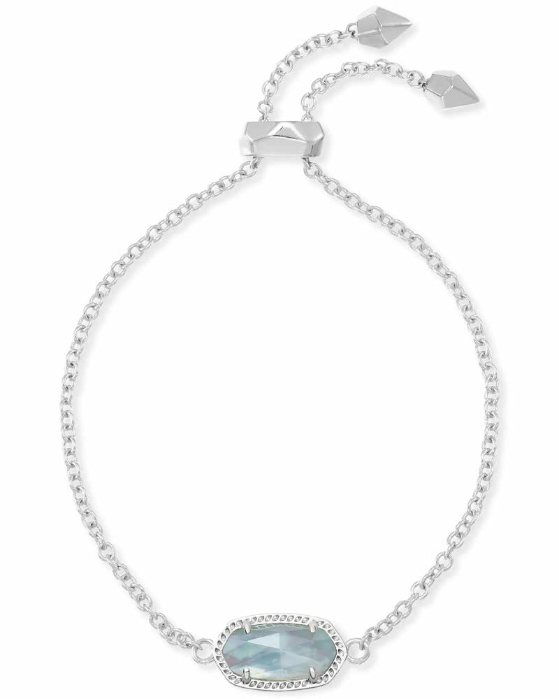 Kendra Scott Elaina Link Chain Bracelet for Women, Fashion Jewelry, Rhodium-Plated, Light Blue Illusion - Image 1