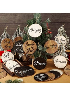 Geosar Geosar 72 Pcs Names of Jesus Wood Christmas Ornaments Christmas Wood Slices with Savior Name Hanging Jesus Christ Ornaments Vintage Church Christmas Tree Decoration Religious Holiday Wedding (Vintage)  - Image 3
