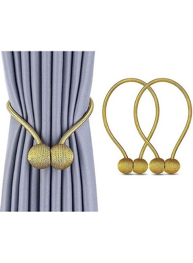 NIBEMINENT 2-Piece Classic Design Magnetic Curtain Holder Gold 45cm - Image 2