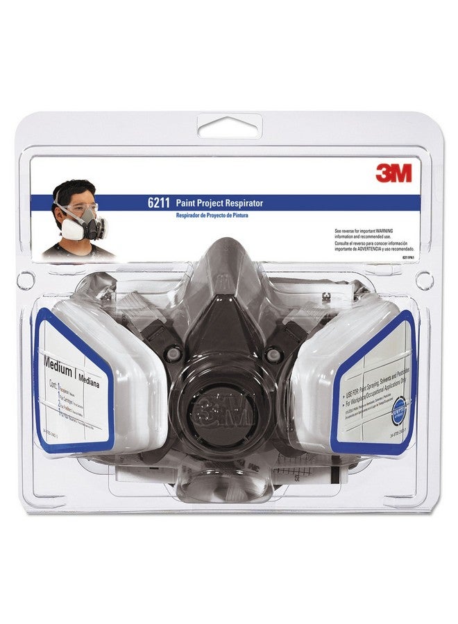 3M 3M P95/OV Paint Project Reusable Respirator 6211, Medium Size, NIOSH-APPROVED Organic Vapor Cartridge & P95 Rated Filters, Lightweight, Flexible, Thermoplastic Faceseal For Comfort (6211P1-DC) - Image 1