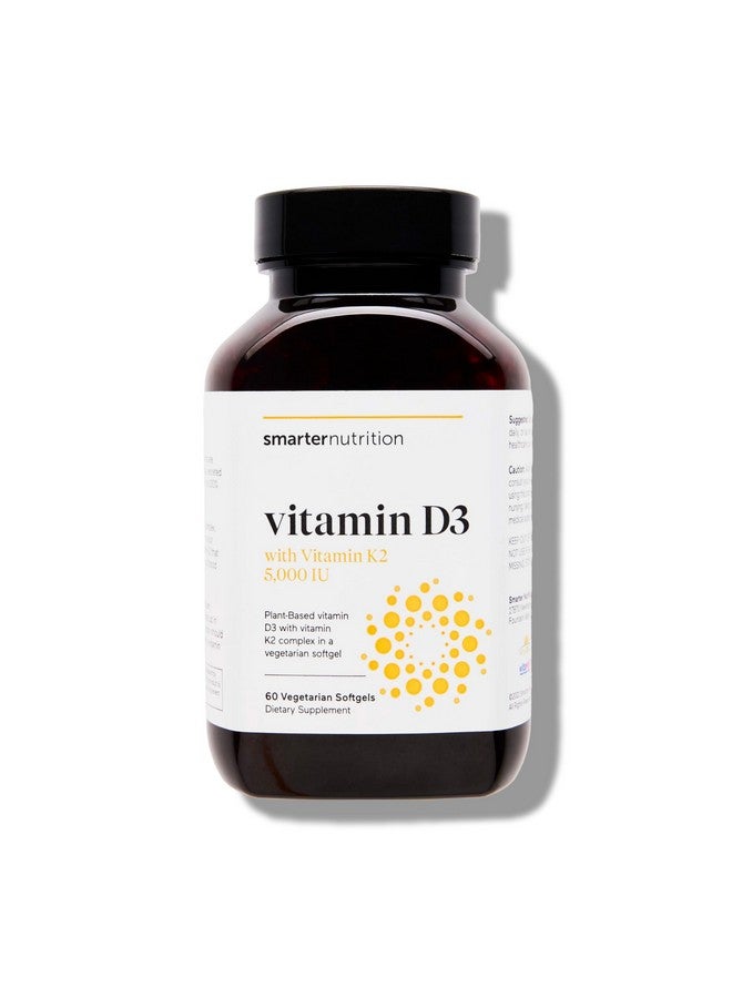 SMARTERNUTRITION Smarter Nutrition Plant-Based Vitamin D3 with Vegan K2-5000 IU for Immune Support, Bone Health & Arterial Protection in Vegetarian Softgels (60 Count (Pack of 1)) - Image 1