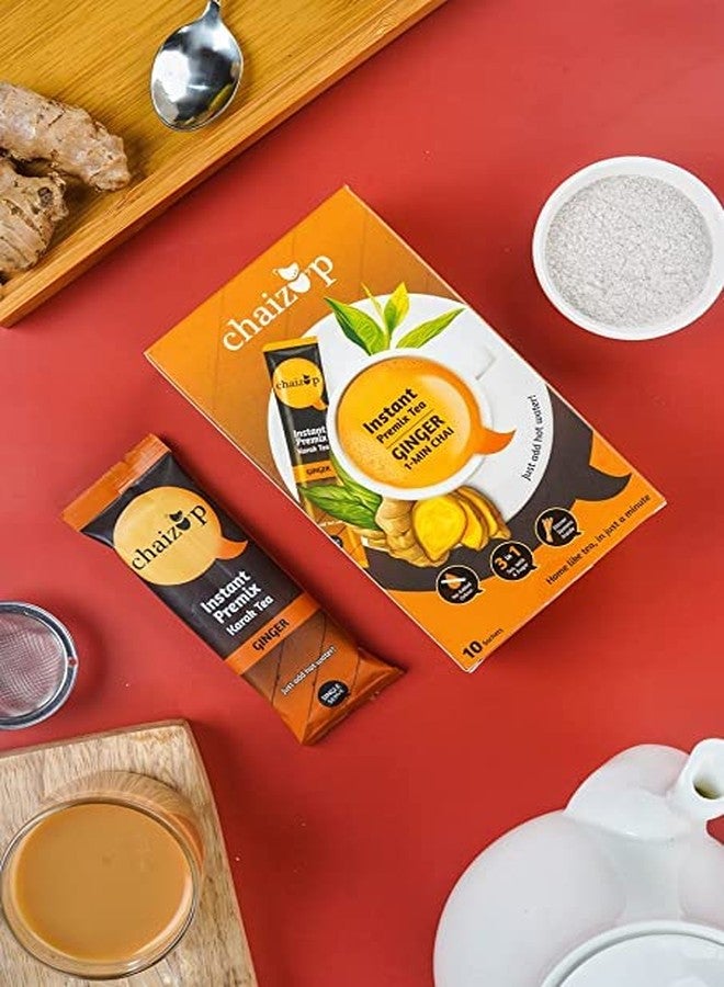 Chaizup Premium 1 Min Instant Ginger Tea Premix - 10 Sachets | Ginger Flavours | 10 Servings | 140g - Image 3