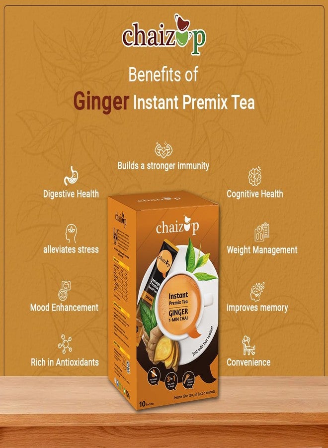 Chaizup Premium 1 Min Instant Ginger Tea Premix - 10 Sachets | Ginger Flavours | 10 Servings | 140g - Image 5