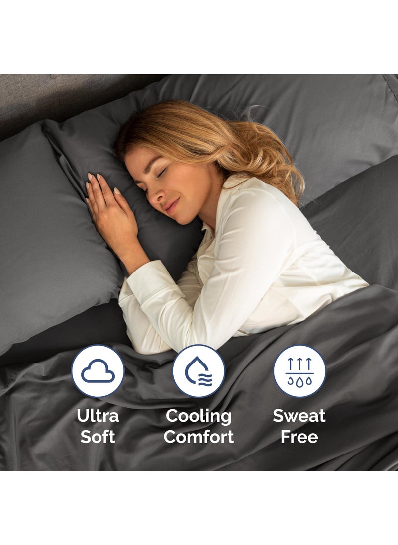 Extra Deep Full Sheet Set - 6 Piece Breathable & Cooling Sheets - Hotel Luxury Bed Sheets Set - Easy & Secure Fit - Soft  Wrinkle Free & Comfy Sheets Set - Charcoal Sheet Set with Extra Deep Pockets