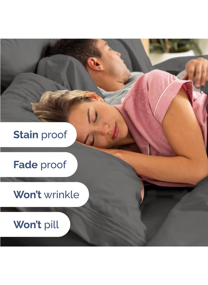 Extra Deep Full Sheet Set - 6 Piece Breathable & Cooling Sheets - Hotel Luxury Bed Sheets Set - Easy & Secure Fit - Soft  Wrinkle Free & Comfy Sheets Set - Charcoal Sheet Set with Extra Deep Pockets