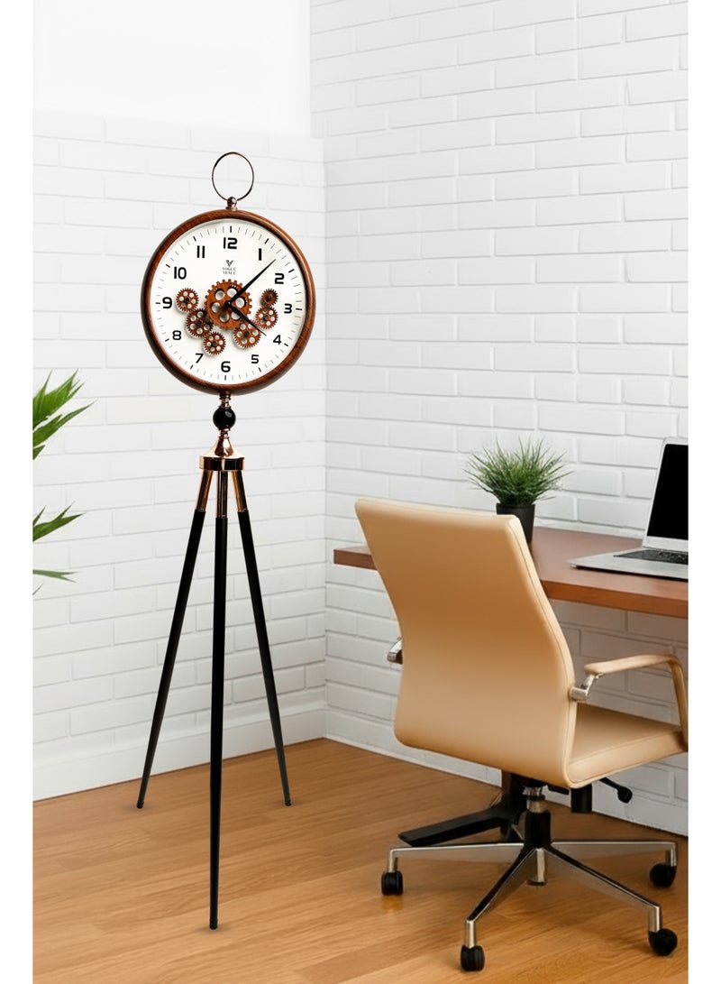 VOGUE VENUE Premium Vintage Tripod Floor Clock | Adjustable Wooden Stand | Antique Style Decorative Standing Clock for Living Room, Office & Home Décor - Image 2