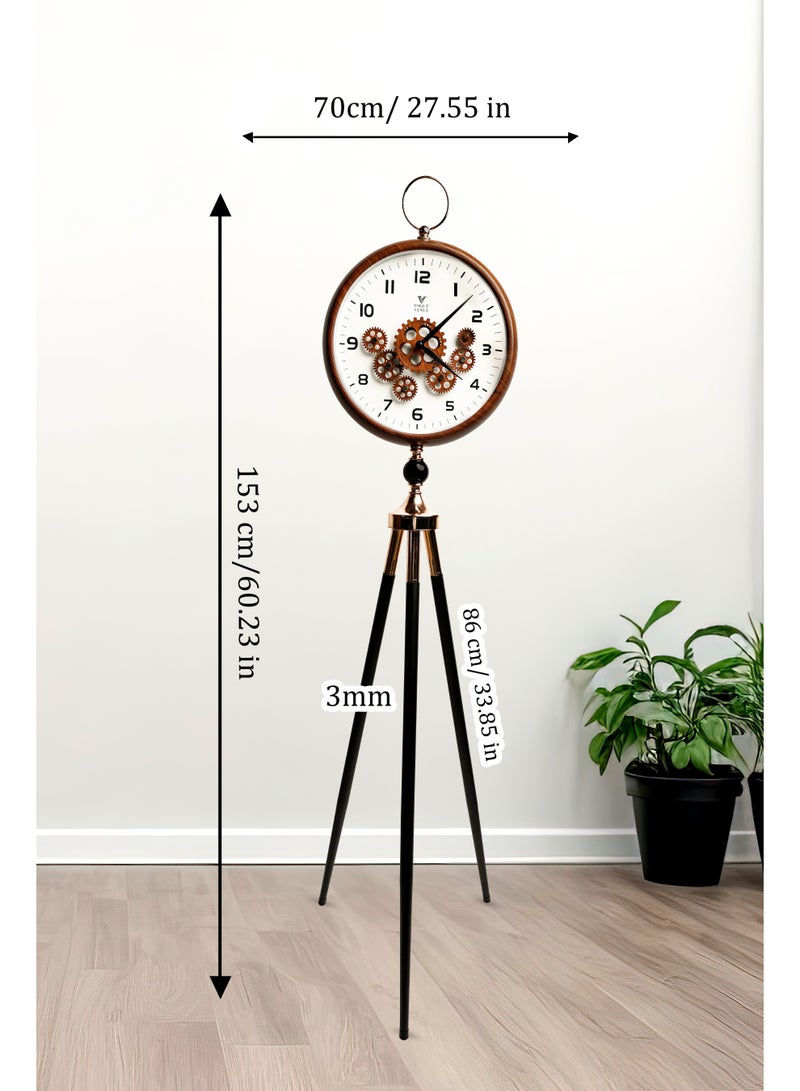 VOGUE VENUE Premium Vintage Tripod Floor Clock | Adjustable Wooden Stand | Antique Style Decorative Standing Clock for Living Room, Office & Home Décor - Image 5