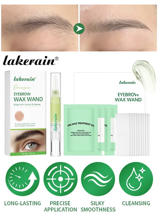 lakerain Facial Wax Wand Eyebrow Shaper, Waxing Pen for Eyebrows with 10 Waxing Strips and 4 Pre-wax Wipes, Hair Removal Kit for Upper Lip, Brows - Image 1
