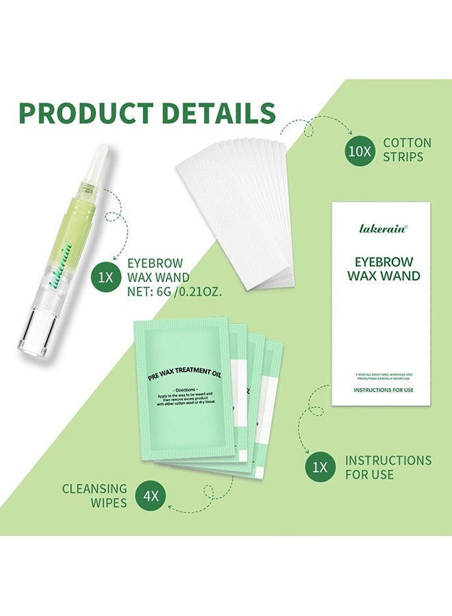 lakerain Facial Wax Wand Eyebrow Shaper, Waxing Pen for Eyebrows with 10 Waxing Strips and 4 Pre-wax Wipes, Hair Removal Kit for Upper Lip, Brows - Image 2