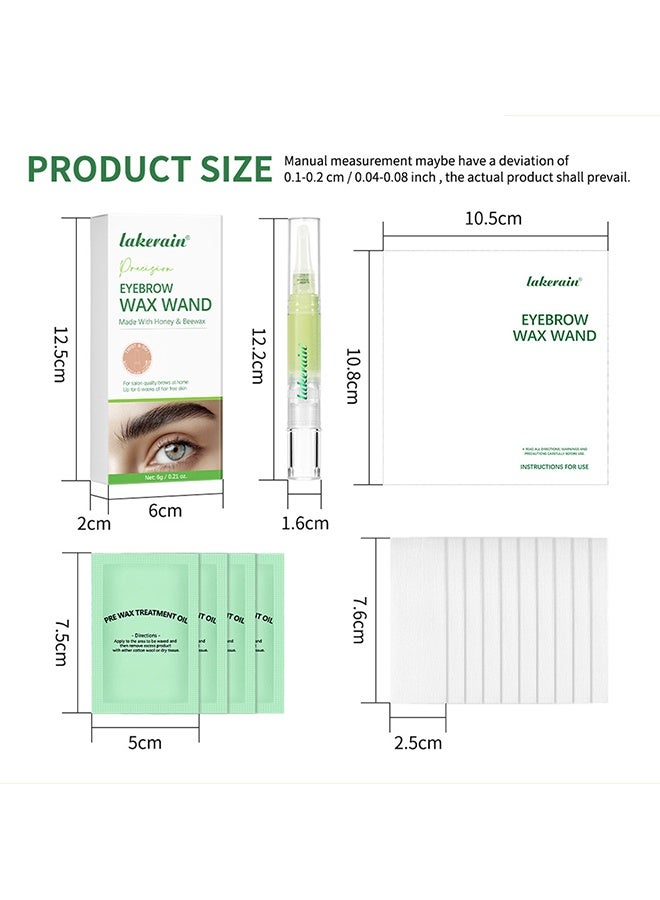 lakerain Facial Wax Wand Eyebrow Shaper, Waxing Pen for Eyebrows with 10 Waxing Strips and 4 Pre-wax Wipes, Hair Removal Kit for Upper Lip, Brows - Image 3