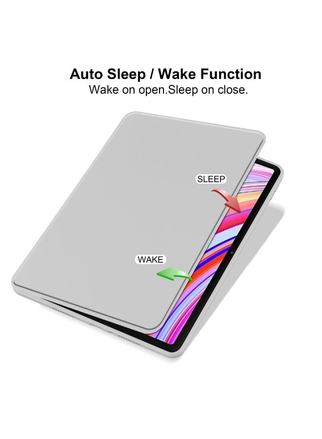 for Redmi Pad Pro 12.1-Inch / Xiaomi POCO Pad 12.1-Inch Case Cover, Tablet Protective Case With Pen Slot, Acrylic 360 ° Rotating Design, Automatic Wake-up/sleep, Soft Leather,Grey  - Image 2