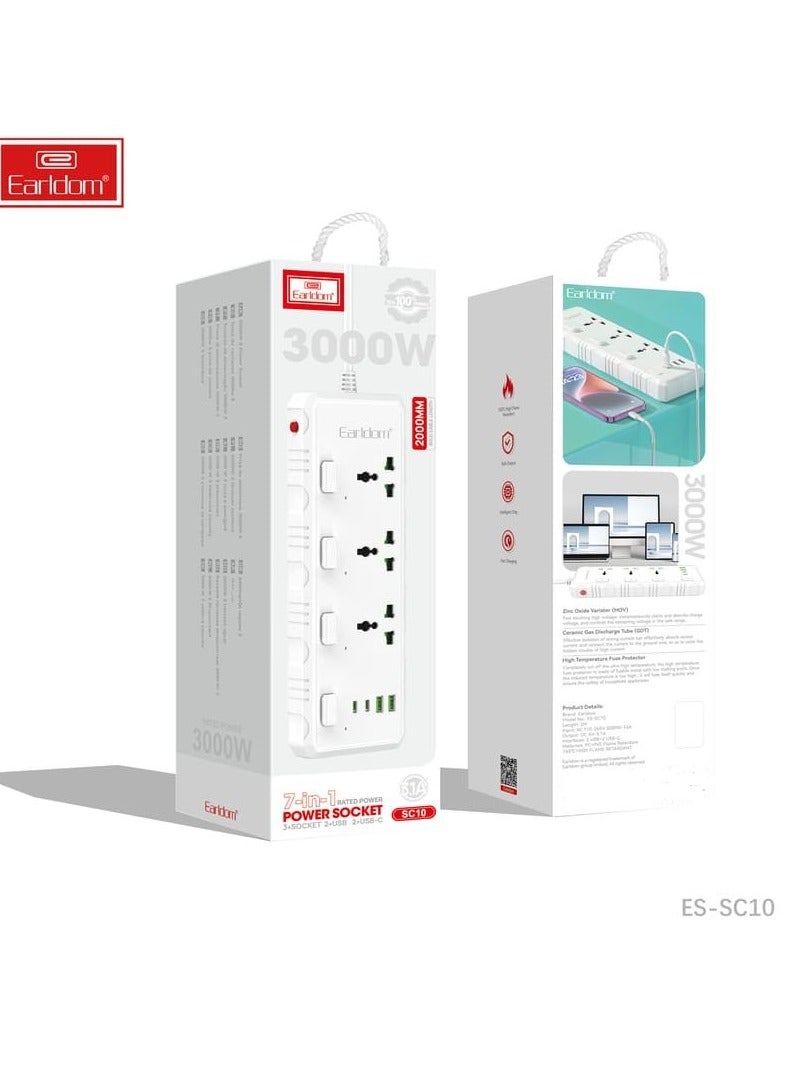 Earldom Extension Cord 3 Sockets 2USB And 2Type C PD - Image 2