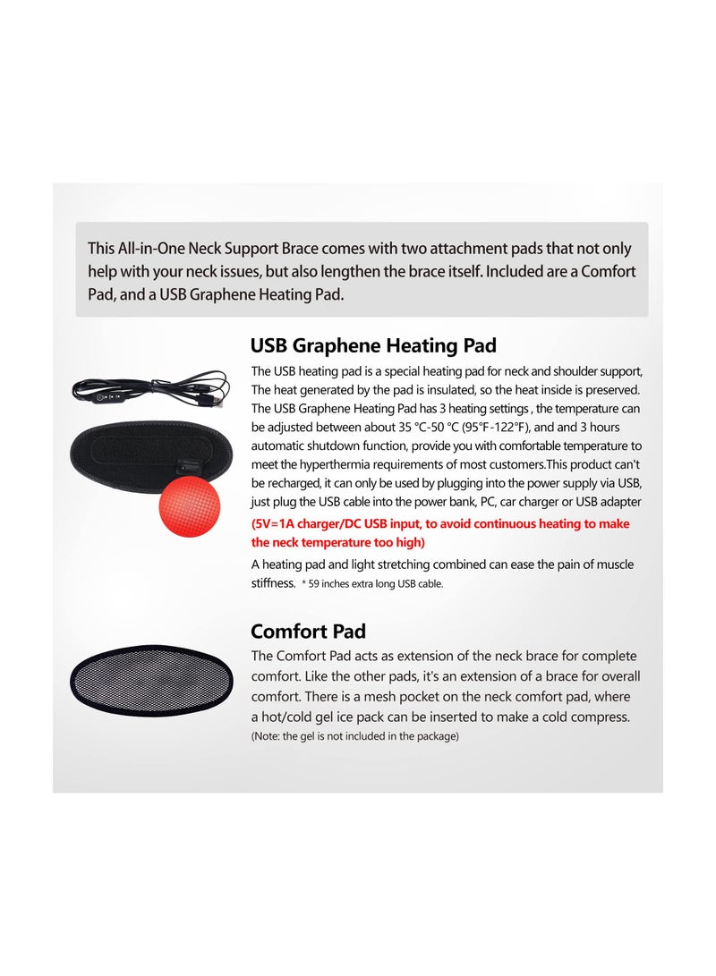 Heated Neck Brace with Graphene Heating Pad for Pressure Relief, Adjustable Soft Foam Cervical Collar for Men and Women (3.5" Depth) for Ultimate Comfort and Support. - Image 4