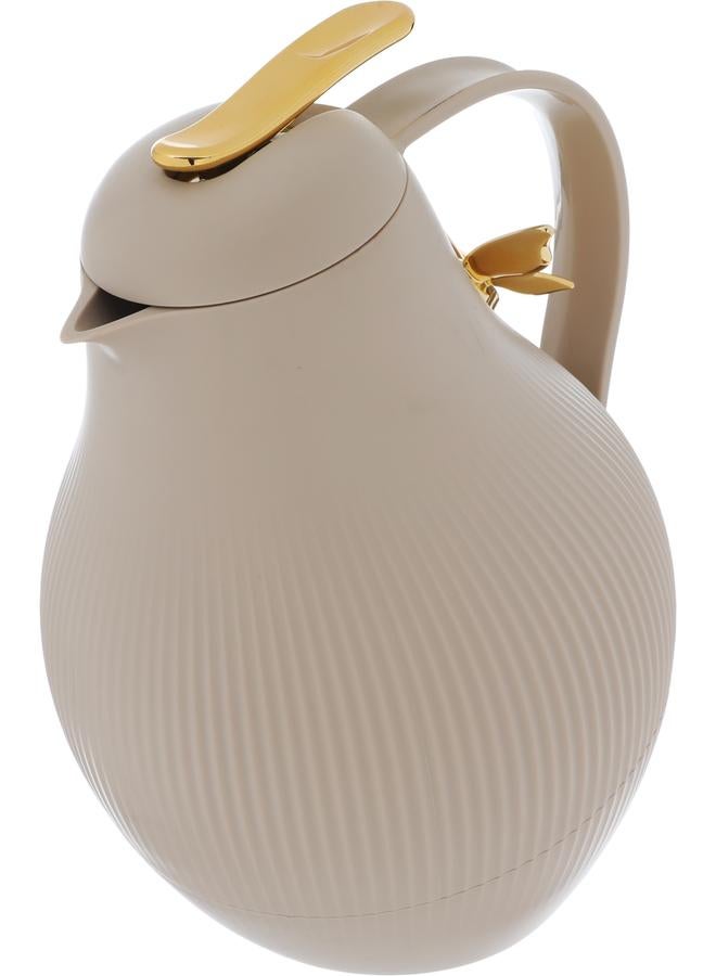 Alsaif Dora Plastic Thermos 1 Liter Light Brown  - Image 3