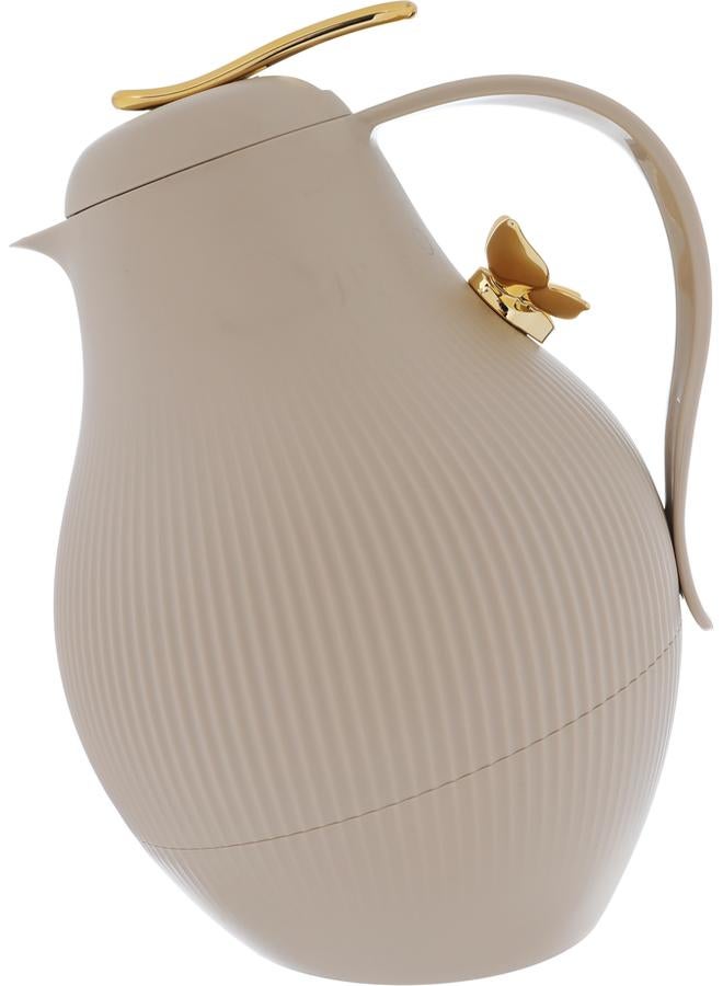 Alsaif Dora Plastic Thermos 1 Liter Light Brown  - Image 1