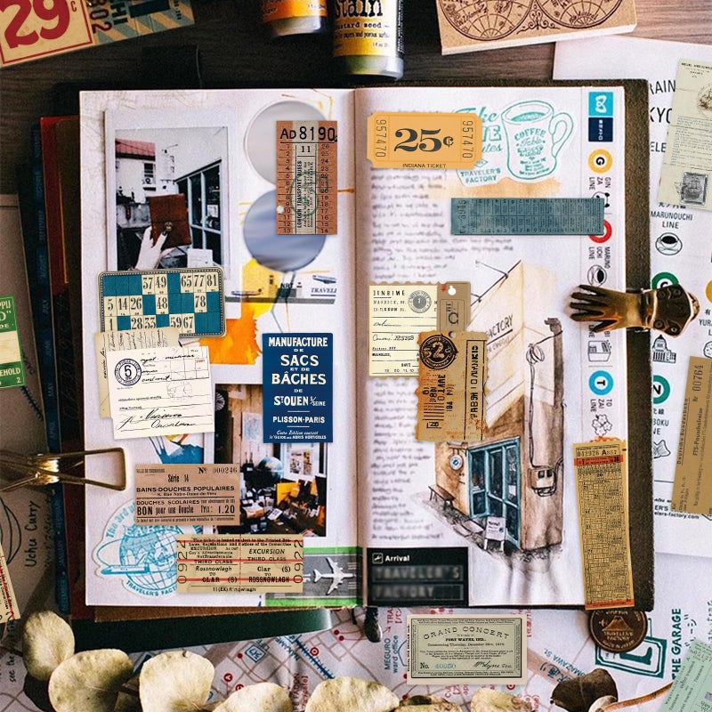 PRSTINCOL 100Pcs Vintage Sticker Pack - Scrapbooking Supplies & Junk Journal Accessories - Aesthetic Stickers for Water Bottles, Craft Kits, Bullet Journals - Retro Design - Image 2