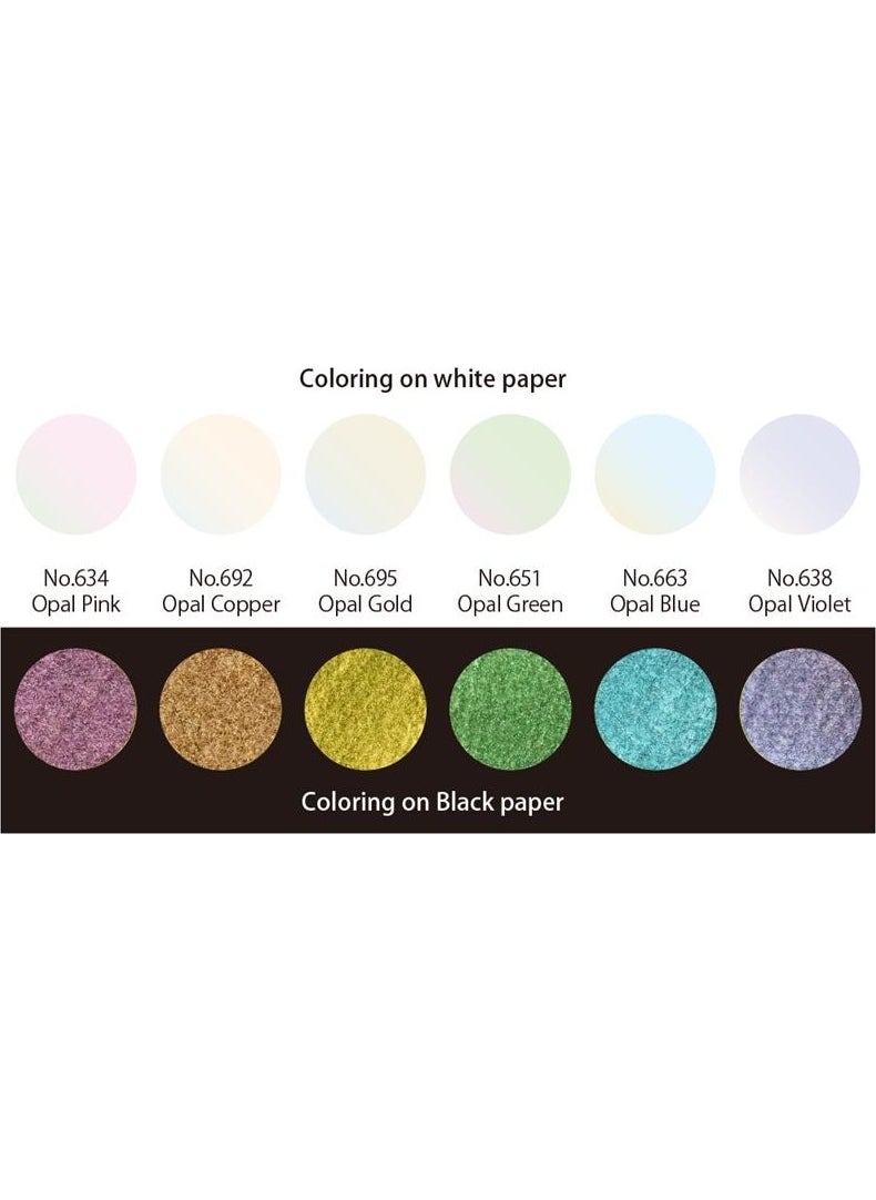 Zig Gansai Tambi Opal Colors Tablet Watercolor Set 6 Colors  - Image 3