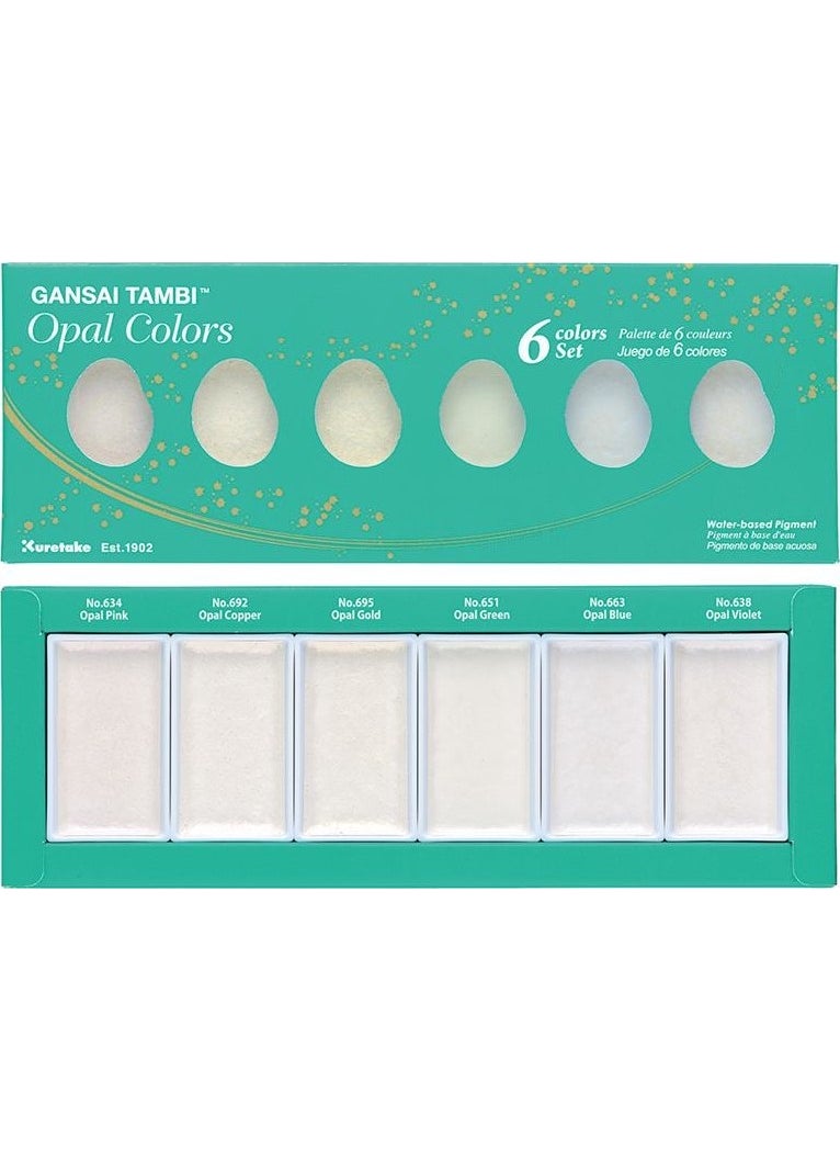 Zig Gansai Tambi Opal Colors Tablet Watercolor Set 6 Colors  - Image 1
