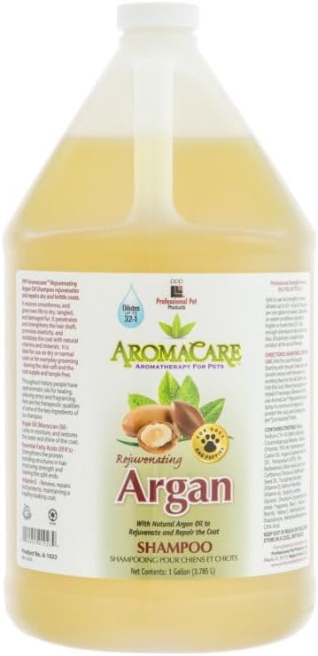 PPP AromaCare Rejuvenating Argan Shampoo for Dogs  Repairs Dry and Brittle Coats  Leaves Fur Silky  Shiny  1 Gallon