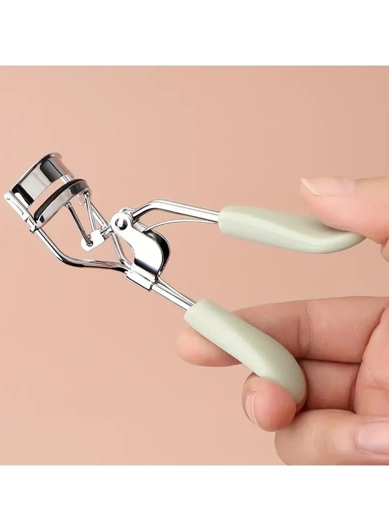 2pcs Stainless Steel Eyelash Pain Free Lash Curler with Silicone Handle, Ergonomic Design, Fits All Eye Shapes & Sizes, Portable Lash Curler for Women (Pink/Green) - Image 4