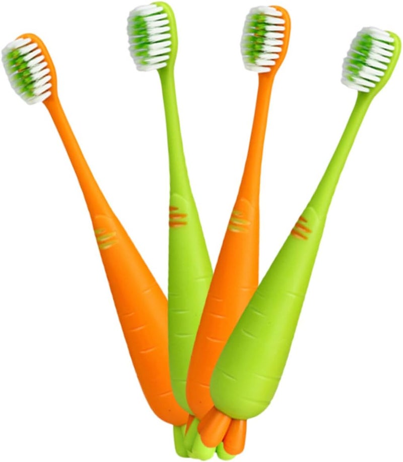 4pcs Soft Bristle Boys and Girls Toothbrush Ergonomic Carrot Design for Toddlers Gentle Manual Toothbrushes for Oral Care for Home and Travel Use - Image 1