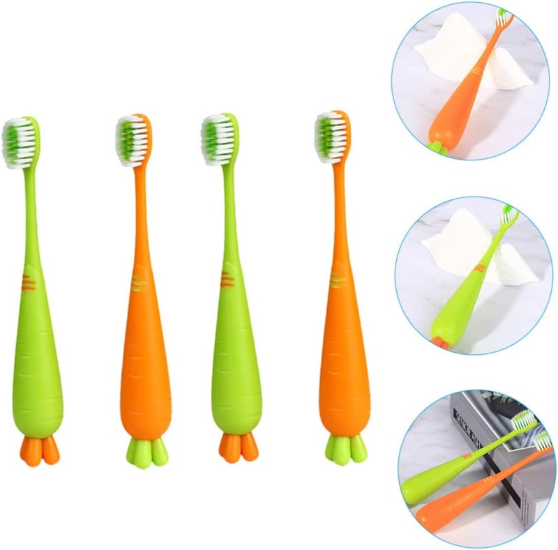 4pcs Soft Bristle Boys and Girls Toothbrush Ergonomic Carrot Design for Toddlers Gentle Manual Toothbrushes for Oral Care for Home and Travel Use - Image 5