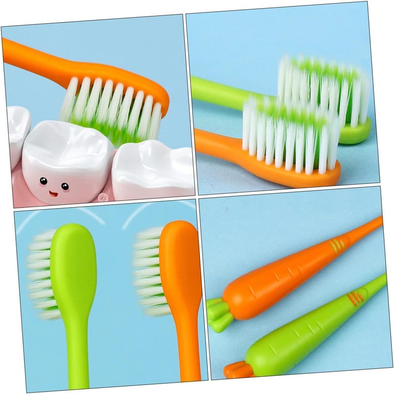 4pcs Soft Bristle Boys and Girls Toothbrush Ergonomic Carrot Design for Toddlers Gentle Manual Toothbrushes for Oral Care for Home and Travel Use - Image 4