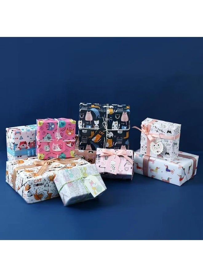 CUNUUDOOL 10PCS Cute Gift Wrap Paper Sheet for Kids,10 different patterns Cute Animal Design for Kids Birthday, Holiday, Party, Baby Shower,50CM x 70CM Per Sheet. - Image 2