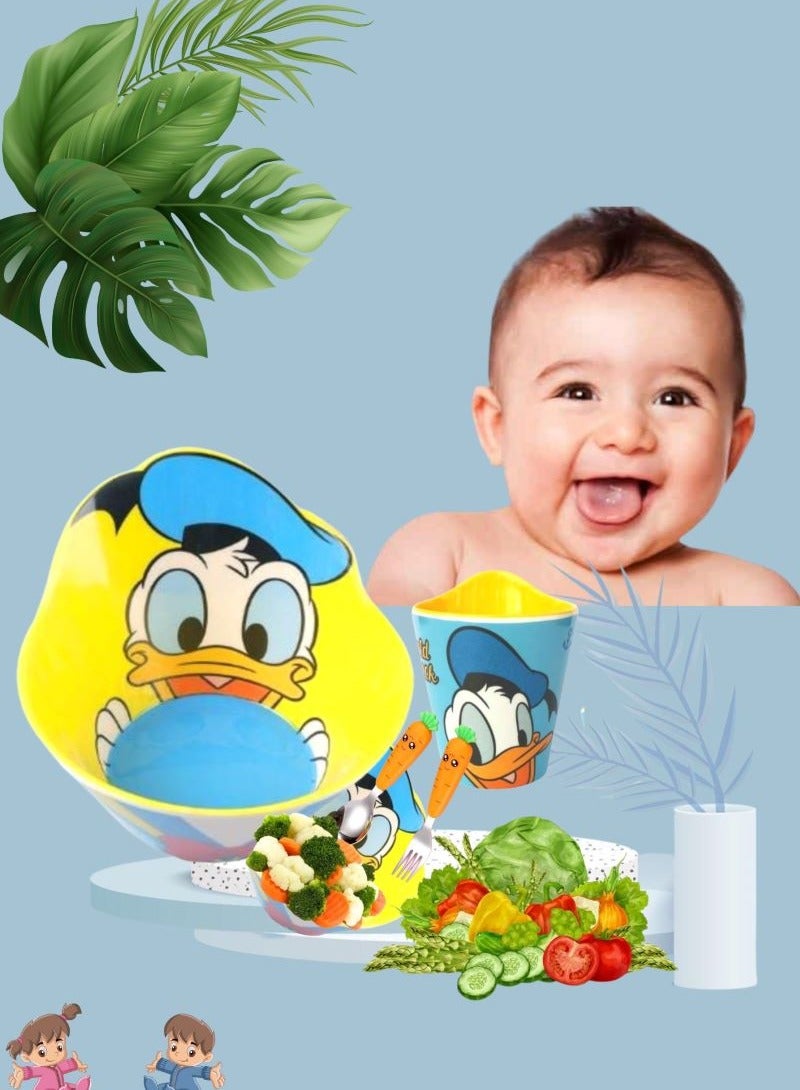 Disney Melamine Anti Shock Drop Proof Dining Bowl and Cup Set for Kids and Toddlers  perfect for cereal, snacks, juice, or milk.(Donald) - Image 4