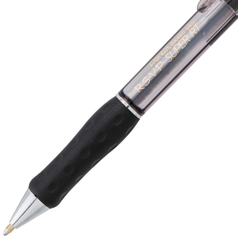Pentel قلم حبر جاف بنتل RSVP سوبر RT، (1.0 مم) خط متوسط، حبر أسود، عبوة 2 - BX480BP2A - Image 4