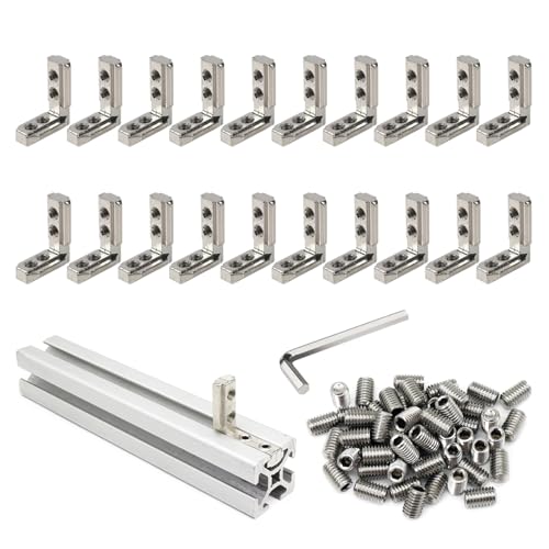 BLCCLOY 20 Pcs 1" x 1" Aluminum Extrusion Profiles 1010 Series L-Shape Interior Corner Connector Joint Bracket with Screws for 10x10 Aluminum Profile 1 Inch x 1 Inch Extrusion Profiles Rail - Image 1
