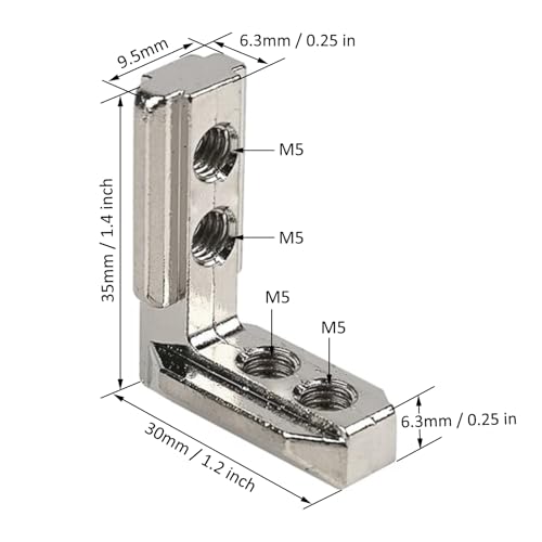 BLCCLOY 20 Pcs 1" x 1" Aluminum Extrusion Profiles 1010 Series L-Shape Interior Corner Connector Joint Bracket with Screws for 10x10 Aluminum Profile 1 Inch x 1 Inch Extrusion Profiles Rail - Image 3