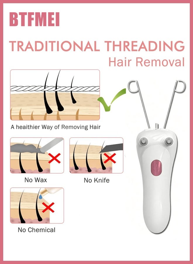 BTFMEI Facial Hair Remover, Epilators Electric Women Cordless Facial Threading Epilator Ladies Beauty Hair Remover USB Rechargeable Facial Trimmer Cotton Threading Hair Shaver - Image 2