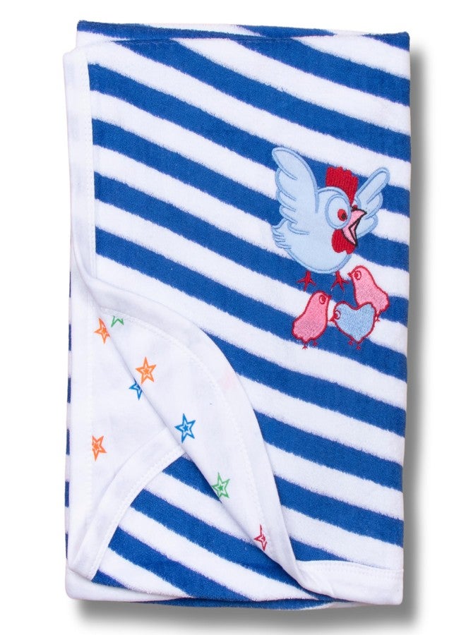 Tinycare Cotton Bath Towel for New Born, Extra Soft Terry Fabric Printed Towel for Kids/Toddler/Infants, Quick Absorbent, Reusable Napkins Bathing Towels (72 x 72 cm, Blue)_Pack of 1 - Image 1