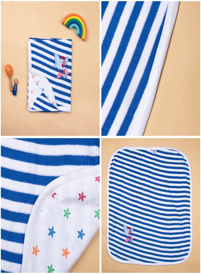 Tinycare Cotton Bath Towel for New Born, Extra Soft Terry Fabric Printed Towel for Kids/Toddler/Infants, Quick Absorbent, Reusable Napkins Bathing Towels (72 x 72 cm, Blue)_Pack of 1 - Image 5