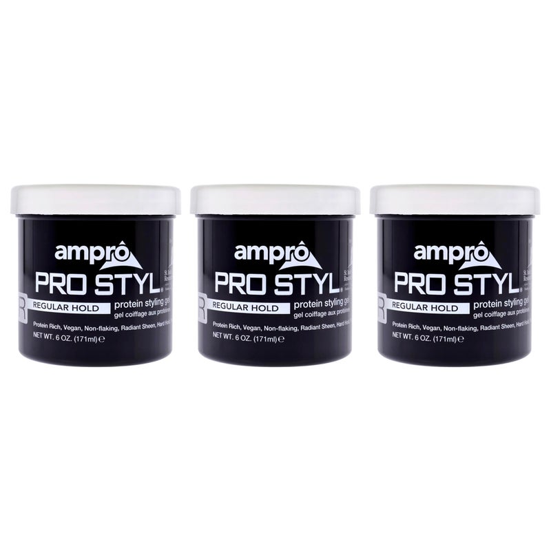 AmPro Pro Styl Styling Gel - Non-Flaking, Alcohol Free, Vegan Formula - Flexible, Touchable Hold for All Hair Textures - Regular - 3 pc - Image 1