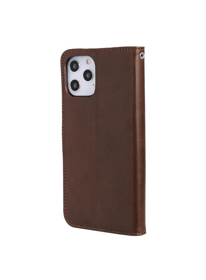 زبون جراب لهاتف iPhone 12 Pro Max من الجلد بتصميم جلد العجل مع سحاب وفتحات للبطاقات ووظيفة المحفظة - Image 4