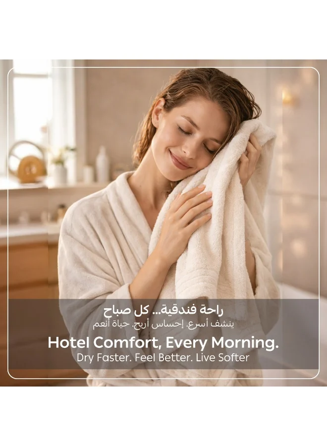 Donetella Light Beige Bath Towel (2 Pack, 70 X 140 cm) - Microfiber 330 GSM - Super Soft, Highly Absorbent, Quick Drying Thick Bathroom Towels - Soft Hotel Quality for Bath and Spa  | Best Price UAE