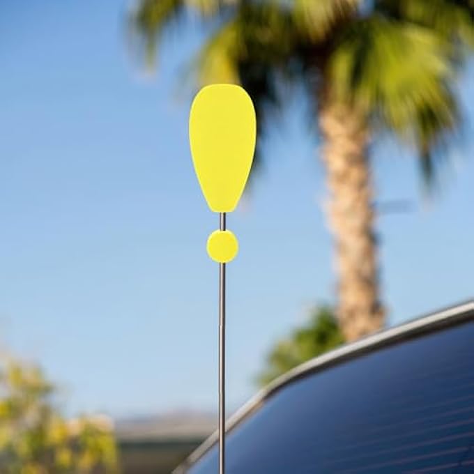 rayihni Car Antenna Topper | Exclamation Mark Antenna Ball for Car | Funny Antenna Decoration for Most Vehicles | Fast Parking Lot Locator - Yellow - Image 3